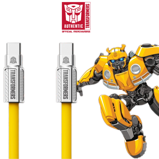 Transformers A11 charging cable showing the zinc alloy connector and blue LED light.