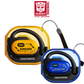 Transformers TF-T15 Open-Ear headphones in mecha-blue/grey showing the ergonomic silicone hook