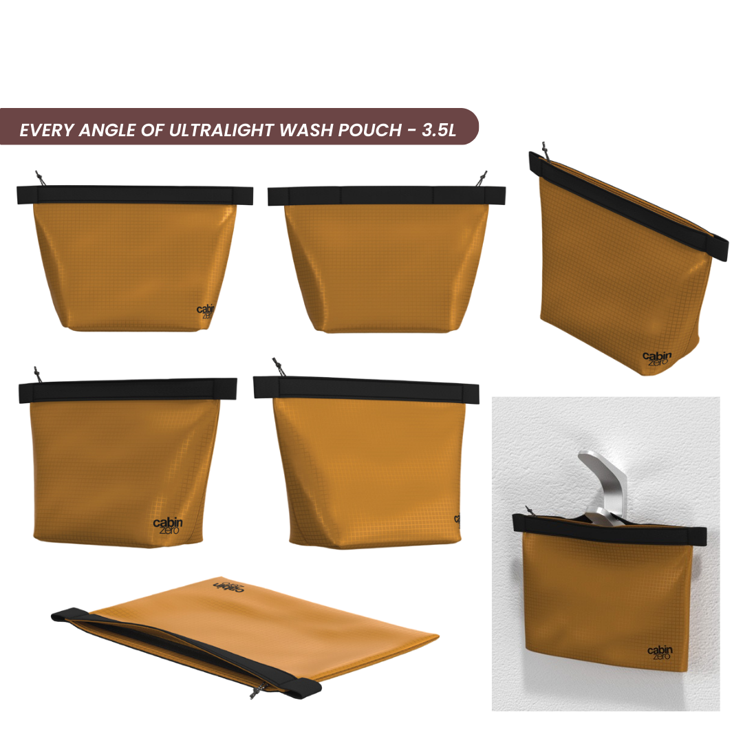 CabinZero Ultralight Wash Pouch 3.5L | 28g Featherweight Toiletry Bag | 100% Recycled Water-Resistant Ripstop Nylon | Minimalist Travel Organizer - Available in 6 Colors!