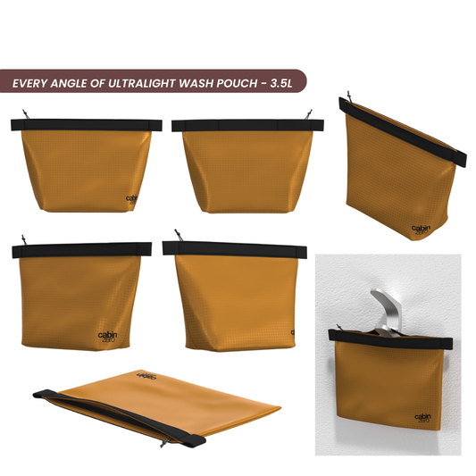 CabinZero Ultralight Wash Pouch 3.5L | 28g Featherweight Toiletry Bag | 100% Recycled Water-Resistant Ripstop Nylon | Minimalist Travel Organizer - Available in 6 Colors!