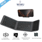 WiWU FMK-05 foldable wireless keyboard in a half-folded position showing the sleek PU leather exterior.