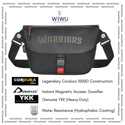WiWU Warriors Messenger Bag X in black showing the tactical Cordura 1000D nylon texture