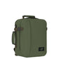 Angled view of CabinZero Classic Tech Bag 28L in Georgian Khaki highlighting the side handle, compression straps, and minimalist profile—ideal for travel, work, and daily carry.