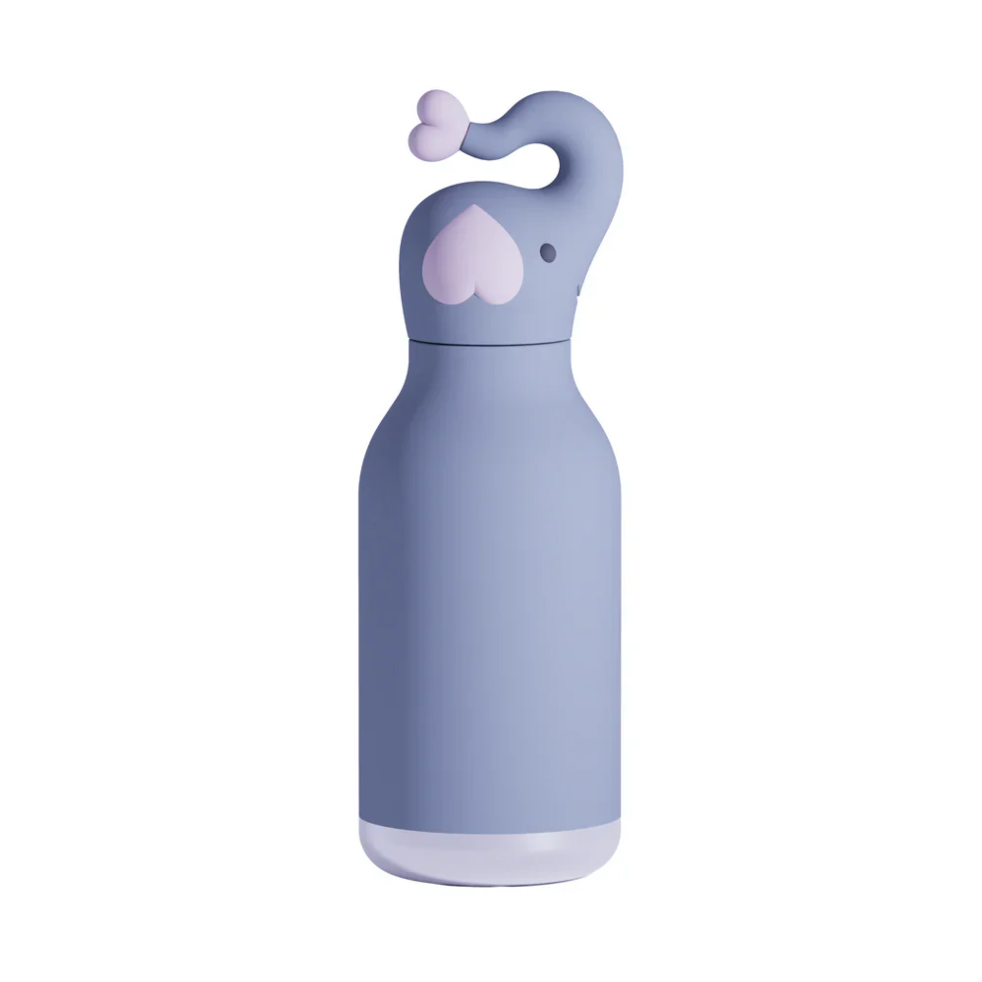 Asobu Bestie Bottle elephant, blue insulated stainless steel water bottle with unique elephant head, perfect for kids and families.