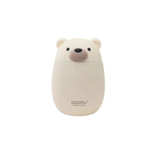Asobu Bestie vacuum insulated stainless steel food container with cute bear head design, 600ml, perfect for kids’ lunches and on-the-go meals.