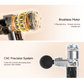 Beoka C1 Max Mini Massage Gun internal view highlighting powerful brushless motor and CNC precision system for efficient, quiet deep tissue massage.