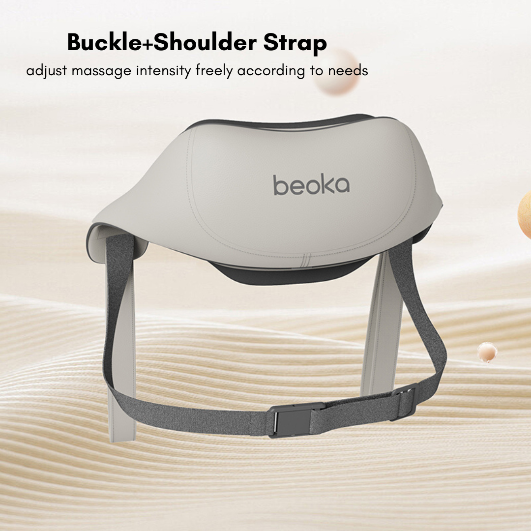 Beoka MS6 neck and shoulder massager with adjustable buckle shoulder strap for personalized massage intensity control

