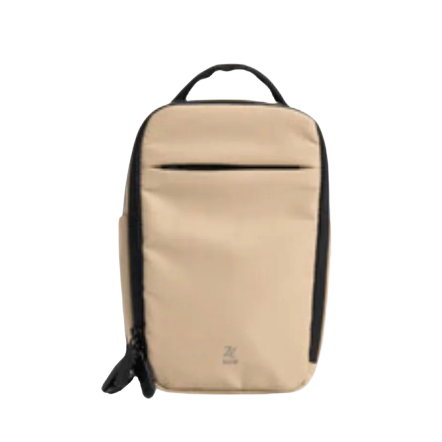 Bold Mimic Sling Bag in beige, front view; modern minimalist crossbody, ideal for daily essentials and tech organization