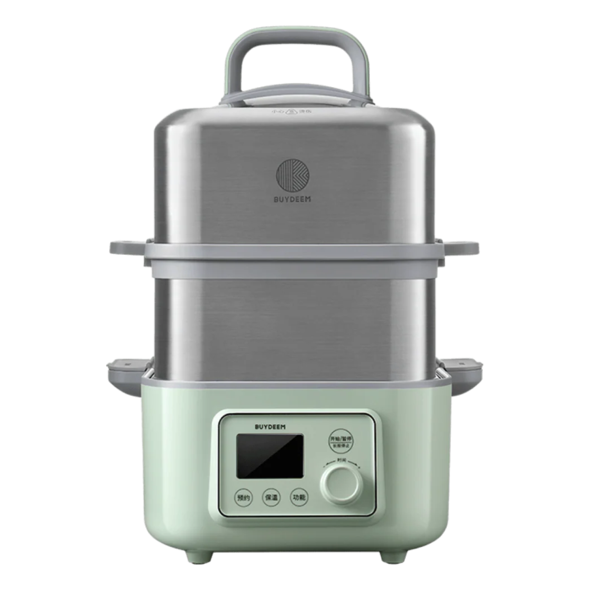 Buydeem 4-in-1 multifunctional health pot and food steamer with digital control, stainless steel design, and user-friendly interface for healthy cooking