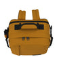 Top view of CabinZero Classic Tech Bag 28L in Orange Chill displaying padded carry handle, dual zipper openings, and ergonomic straps—ideal for convenient access and comfortable travel.