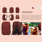 CabinZero ADV 42L Adventure Cabin Bag in Sangria Red, multi-angle product view with Mediterranean sangria drinks background, stylish travel backpack inspired by summer evenings, available at Ideale Lifestyle