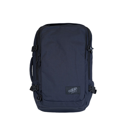 CabinZero ADV Pro 32L backpack in Absolute Black, lightweight carry-on travel bag with minimalist design