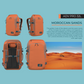 CabinZero ADV Pro 32L backpack in Morocco Sands orange, durable travel bag with water-resistant fabric and padded straps inspired by the colors of Marrakech