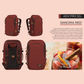 CabinZero ADV Pro 32L backpack in Sangria Red, water-resistant travel bag with padded straps, side compression, and laptop compartment for stylish adventures