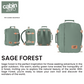 CabinZero Classic 28L Travel Cabin Bag in Sage Forest, multi-angle product visual, earthy green compact travel backpack for everyday adventures and outdoor trips