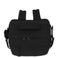 Top view of CabinZero Classic Tech Bag 28L in Absolute Black highlighting padded carry handle, adjustable shoulder straps, and dual zipper openings for easy access and comfortable travel.