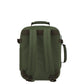 Back view of CabinZero Classic Tech Bag 28L in Georgian Khaki, highlighting padded adjustable shoulder straps, top handle, and side handle—durable and ergonomic design for travel and everyday use.
