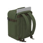 CabinZero Classic Tech Bag 28L in Georgian Khaki showing dedicated rear laptop compartment and padded shoulder straps for secure tech storage and comfortable travel use.