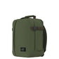 Side angle view of CabinZero Classic Tech Bag 28L in Georgian Khaki showing compression straps, padded back panel, and clean lines—ideal for travel, work, and everyday commuting.