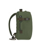 Side view of CabinZero Classic Tech Bag 28L in Georgian Khaki featuring adjustable compression strap, Tracer tag, and padded side handle—designed for ergonomic carrying and secure travel use.