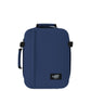 Front view of CabinZero Classic Tech Bag 28L in Navy Blue featuring minimalist structure, padded handles, and compact design—perfect backpack for travel, work, and tech gear essentials.