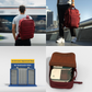 CabinZero Military 36L backpack in Marrakech color, shown in travel scenarios, underseat airline size check, and open for organized packing with cubes, tactical water-resistant carry-on perfect for urban and adventure travelers