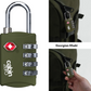 CabinZero TSA-approved georgian khaki 4-digit combination luggage lock securing khaki backpack, durable travel lock for suitcase and carry-on.