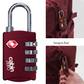 CabinZero TSA-approved sangria red 4-digit combination luggage lock securing red backpack, durable travel lock for suitcase, carry-on, and baggage.