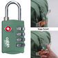 CabinZero TSA-approved sage forest 4-digit combination luggage lock securing green backpack, durable travel lock for suitcase, carry-on, and baggage.