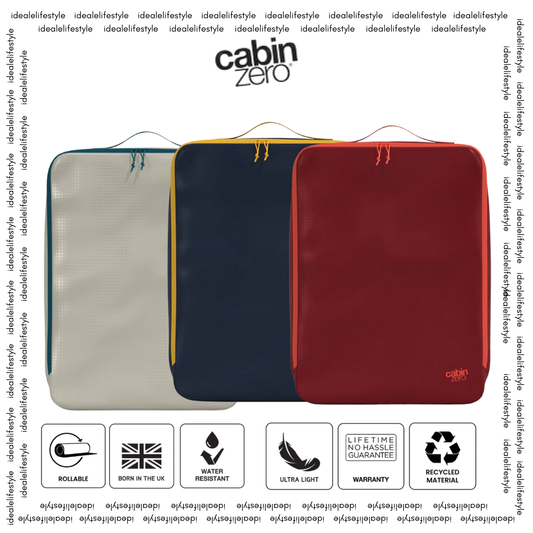 CabinZero ULTRALIGHT PACKING CUBE Large 12.5L in assorted colors—lightweight, water resistant, eco-friendly travel organizer
