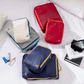 CabinZero ULTRALIGHT PACKING CUBE Medium 5.5L in Fiesta Red, Blue Shimmer, and Oyster White—lightweight travel organizers shown packed and ready for use
