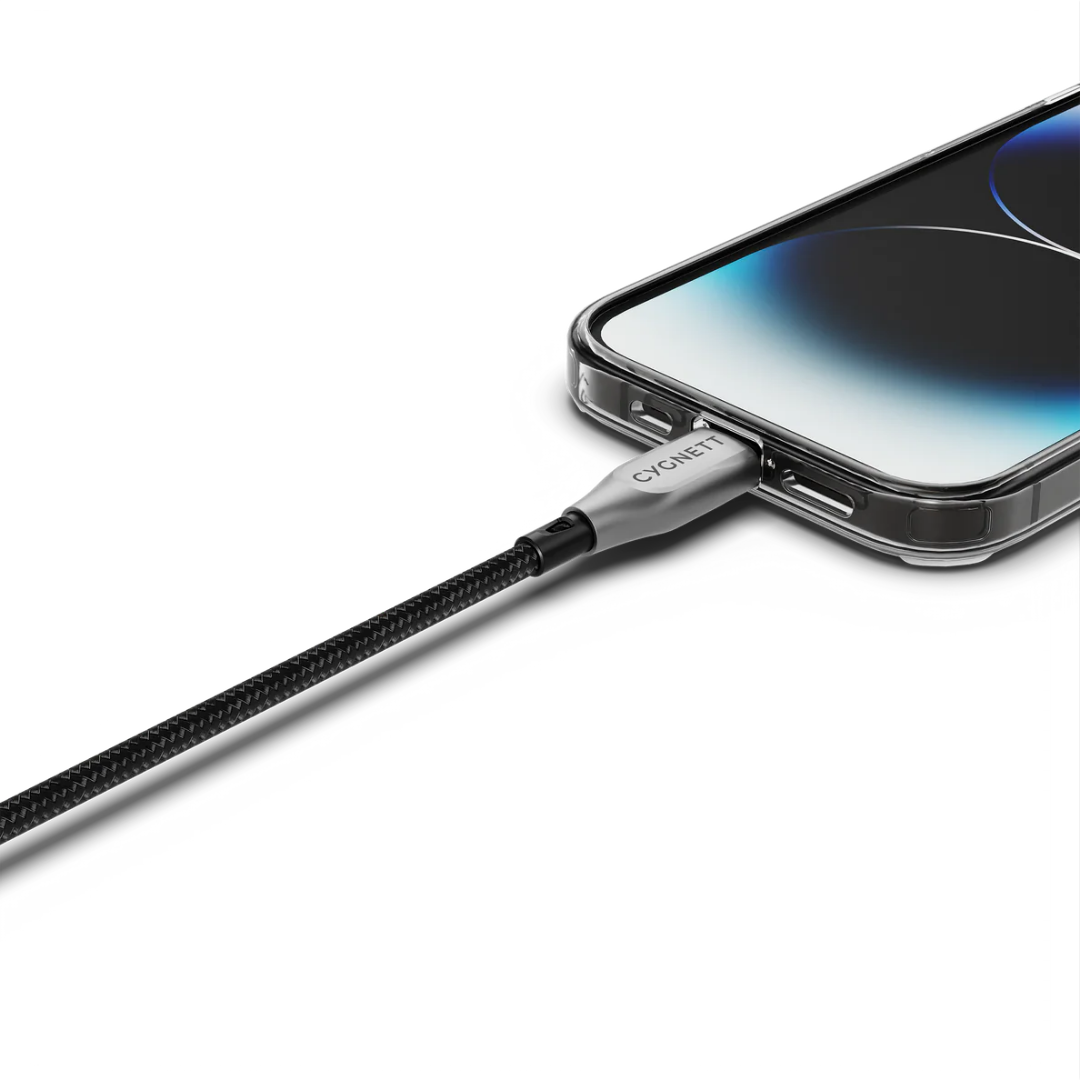 CYGNETT Armoured Lightning to USB-C cable charging iPhone, 30W fast charge, Kevlar braided, rapid power up, premium durability Singapore
