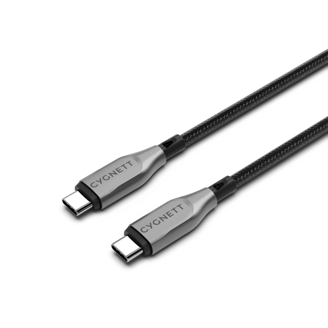 CYGNETT Armoured USB-C to USB-C braided fast charging cable, 100W power delivery, 480Mbps transfer speed, durable design for laptop, tablet, and phone Singapore