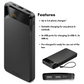 CYGNETT Boost 10,000mAh Power Bank in black with digital display, USB-C and dual USB-A ports, lanyard, and fast charging features overview