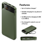 CYGNETT Boost 10,000mAh green power bank—USB-C, dual USB-A ports, digital display, portable charger features for phones and earbuds