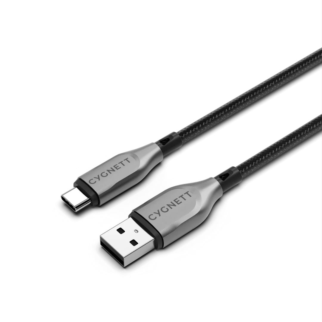 CYGNETT USB-C to USB-A braided cable, fast charging up to 60W, high-speed 480Mbps, durable design for phones and tablets tech accessories Singapore