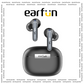 EarFun Air 2 wireless earbuds in black color with charging case, displayed below the EarFun brand logo.