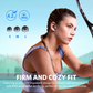 Female athlete wearing EarFun Air Life wireless earbuds, illustrating ergonomic fit, lightweight design, and IPX5 splashproof protection.