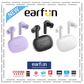 EarFun Air Life Wireless Earbuds in purple, black, and white colors, with charging cases, official EarFun branding, and awards certifications.