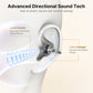 EarFun Clip LDAC Bluetooth Earbuds in ear, showing advanced directional sound tech for loud sound and low leakage