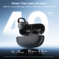 EarFun ear-clip earbuds in open charging case with graphic text showing up to 40 hours total playtime and fast charge of 10 minutes for 2.5 hours, ideal for long meetings and workouts