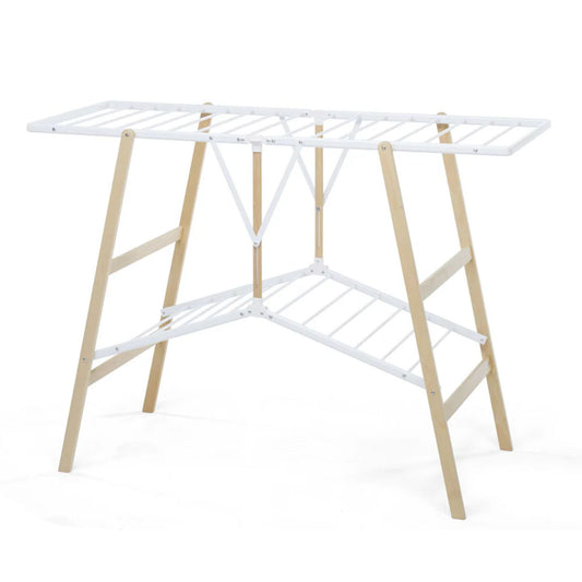 Foppapedretti Ciak Drying Rack with foldable beechwood and aluminium frame for indoor or outdoor laundry