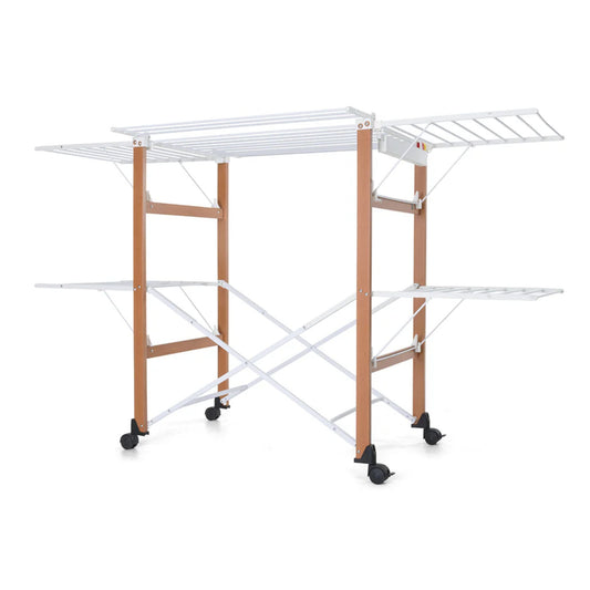 Foppapedretti Gulliver Beechwood Drying Rack with foldable design and wheels for indoor or outdoor laundry drying