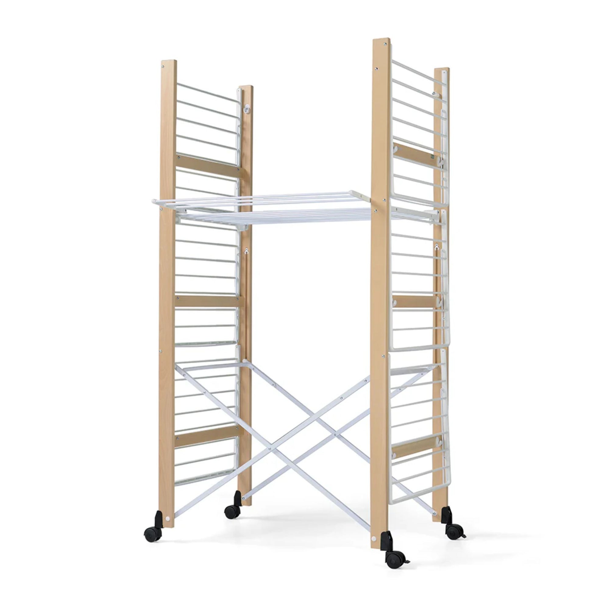 Foppapedretti Ursus Drying Rack made of beechwood with foldable design and wheels for portable indoor or outdoor laundry