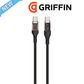 Griffin USB-C to USB-C braided fast charging cable with digital power display, 60W PD support, durable black connector, and new release technology