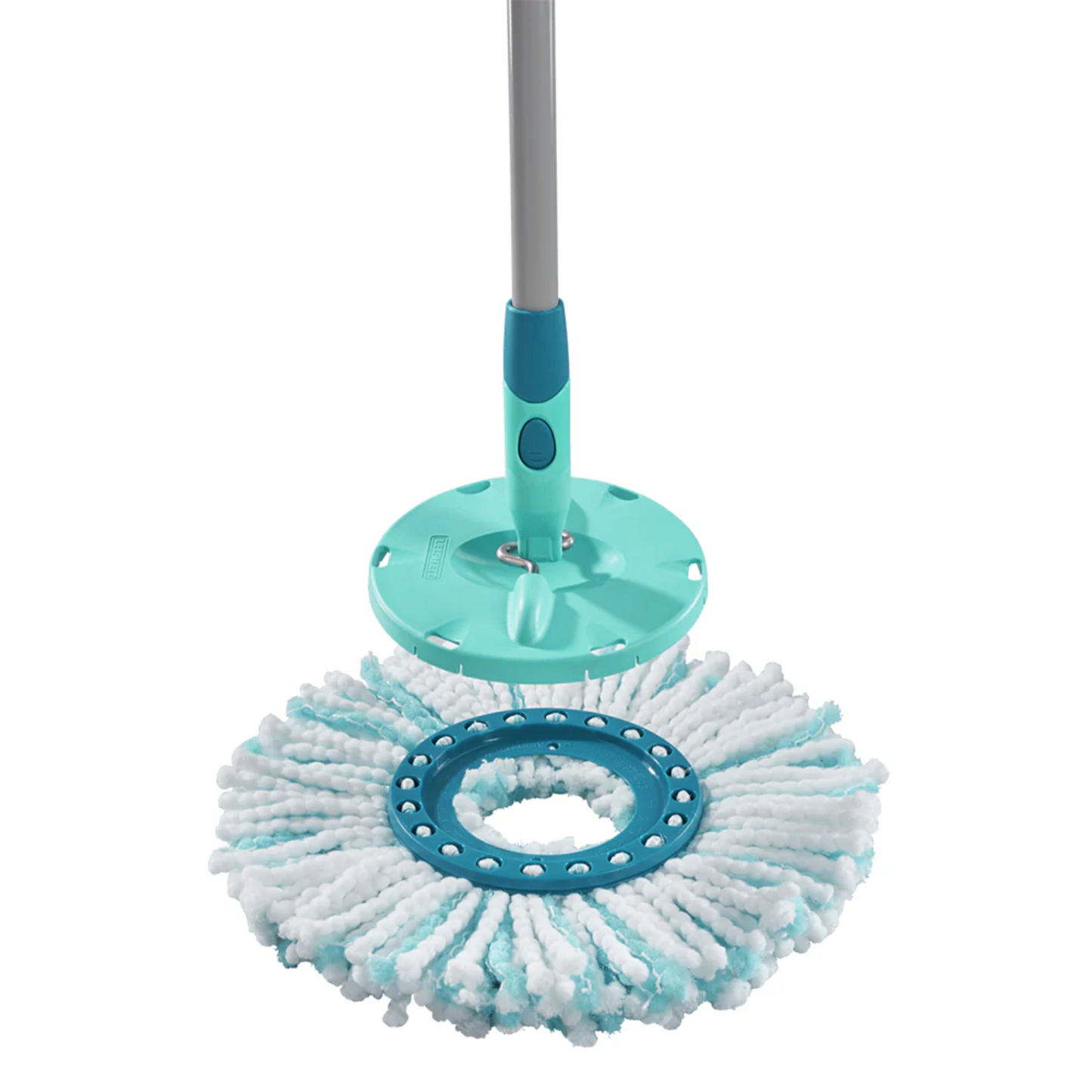 Leifheit Ergo Clean Twist Mop with detachable round microfibre mop head for spin cleaning on all floor types.