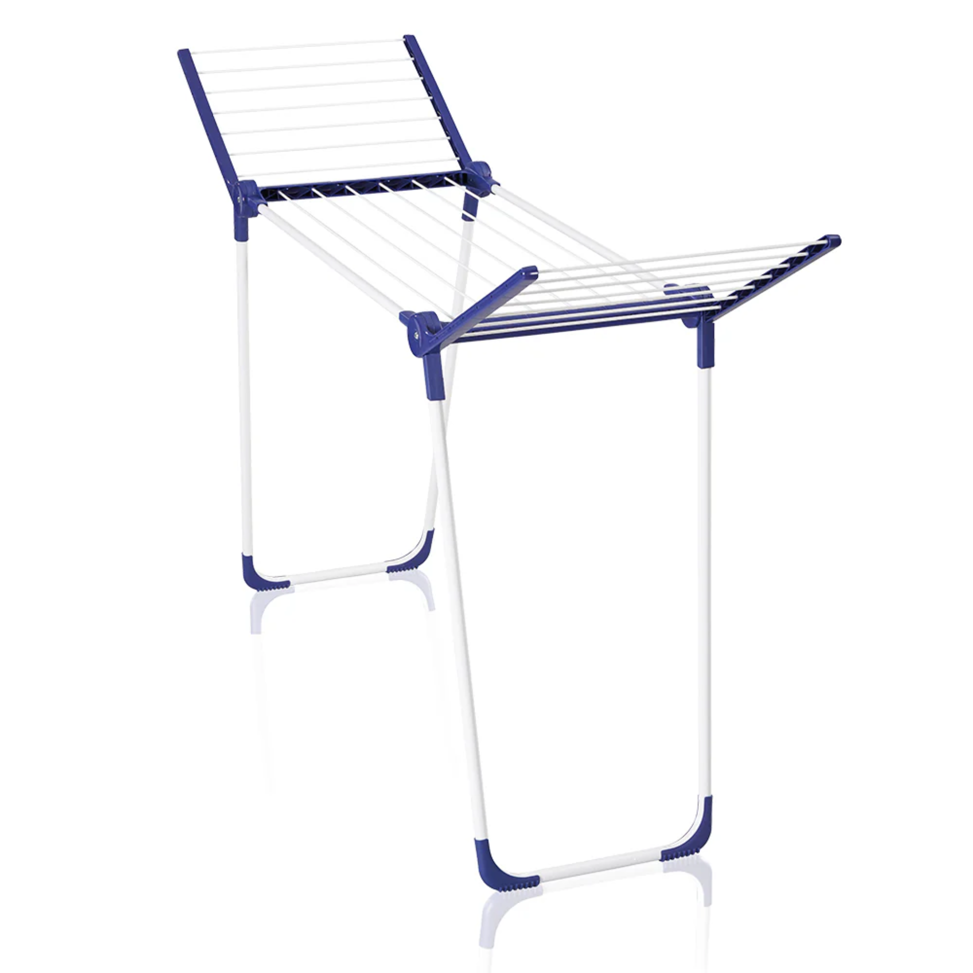 Leifheit Pegasus 120 Solid Compact foldable clothes drying rack with side wings open for drying laundry indoors