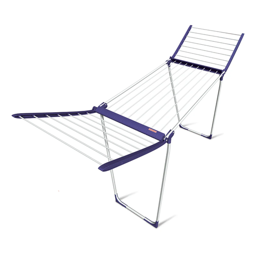 Leifheit Pegasus 160 Solid foldable laundry drying rack with extended wings and parallel legs for indoor clothes drying