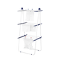 Leifheit Pegasus Tower 190 three-tier folding clothes drying rack with compact vertical design for small indoor laundry spaces.