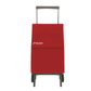 Red Rolser Plegamatic foldable shopping trolley with telescopic handle and 2 wheels, front view on white background.